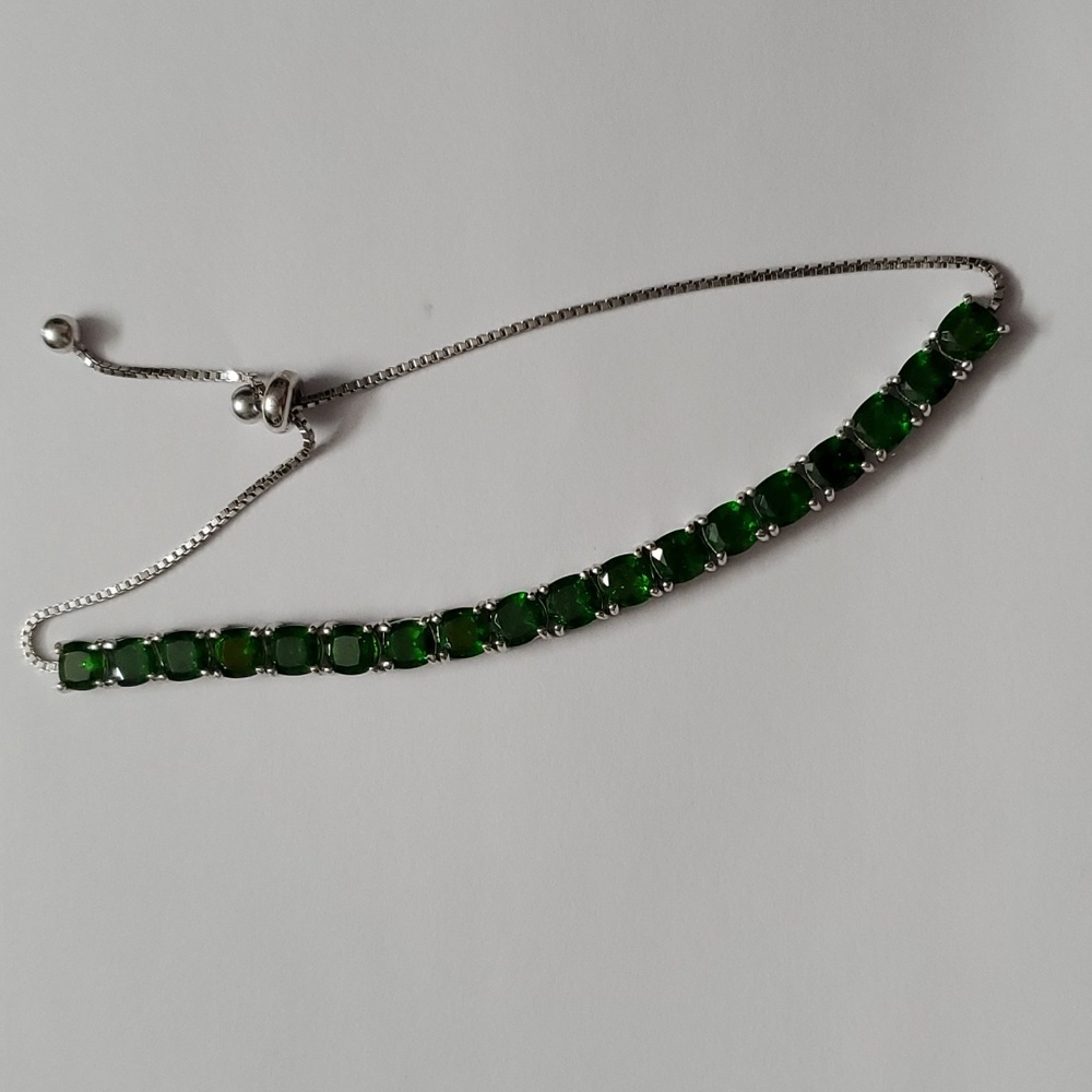 Sterling Silver 925 Emerald Bolo Tie Bracelet